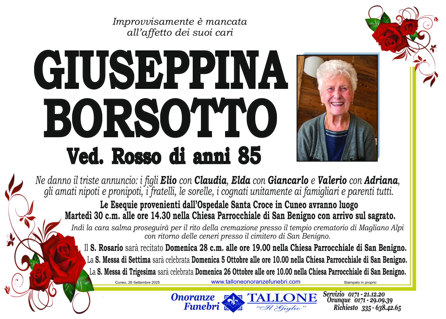 Giuseppina Borsotto<small class='fs-20'><br/>Ved. Rosso</small>